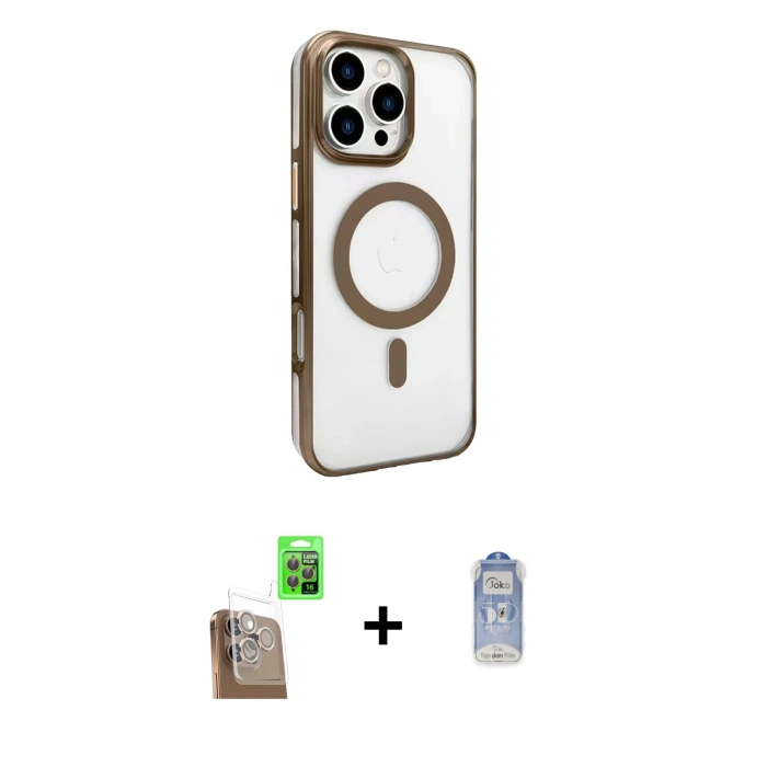 MARSİLYAN™- iPhone 16 Pro Kılıf Doruk Doku Özel Seri - Siyah Joko Magic 5D Cam + Raze Metal Kamera Lens - CLTM