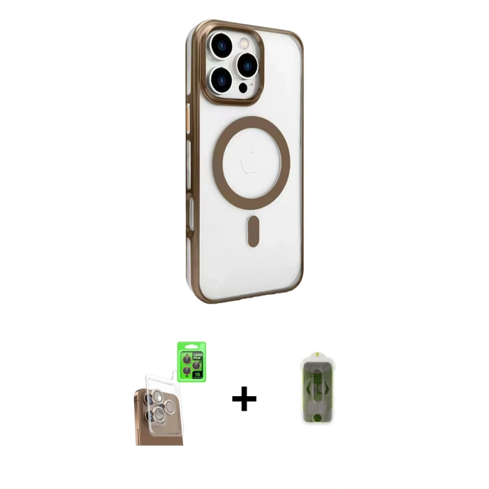 MARSİLYAN™- iPhone 16 Pro Kılıf Doruk Doku Özel Seri - Siyah Joko Magic 5D Hayalet Cam + Raze Metal Kamera Lens - CLTM