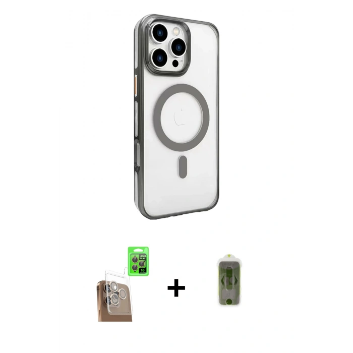 MARSİLYAN™- iPhone 16 Pro Kılıf Doruk Doku Özel Seri - Siyah Joko Magic 5D Hayalet Cam + Raze Metal Kamera Lens - CLTM