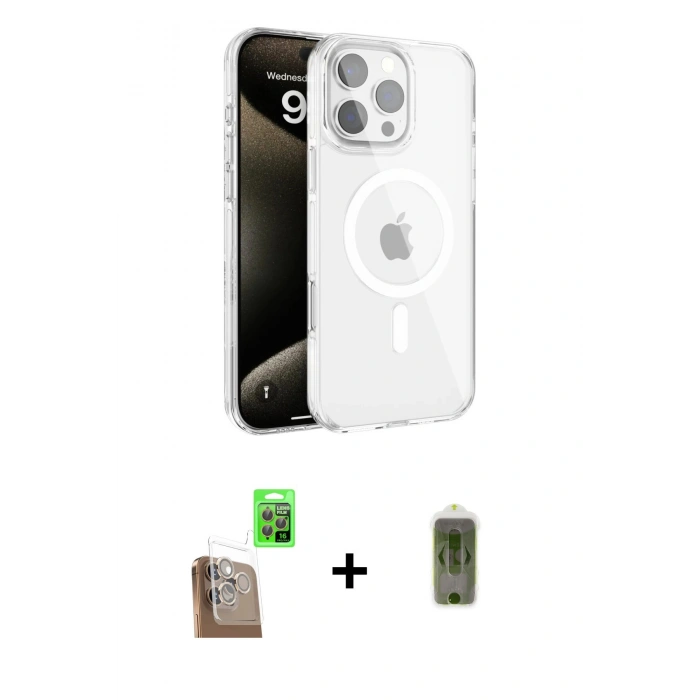 MARSİLYAN™- iPhone 16 Pro Kılıf Doruk Doku Özel Seri - Siyah Joko Magic 5D Hayalet Cam + Raze Metal Kamera Lens - CLTM