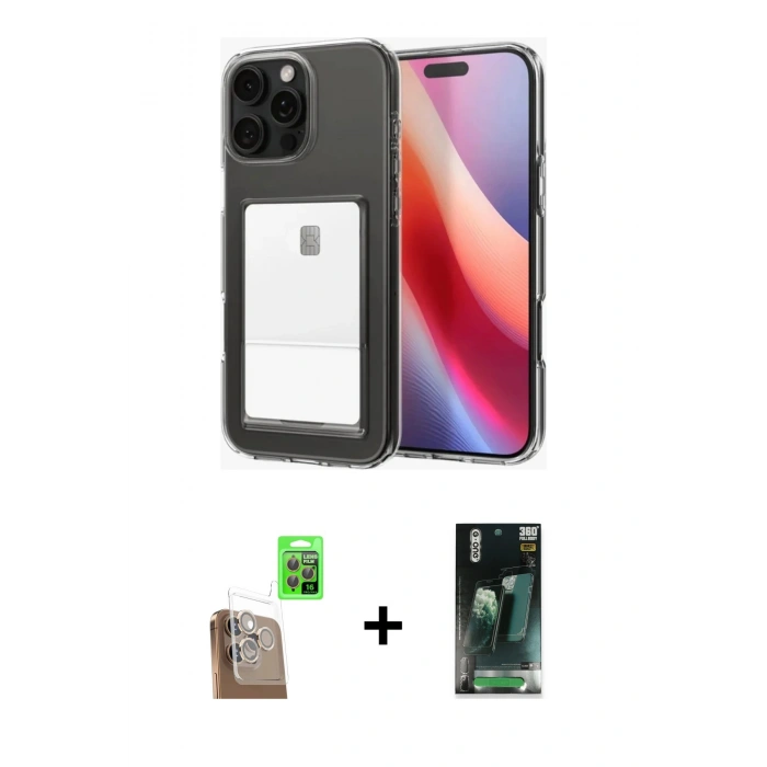 MARSİLYAN™- iPhone 16 Pro Kılıf Doruk Klasik Koleksiyonu - Siyah 360 Mat Full Body Arka Koruyucu + Raze Metal Kamera Lens - CLTM