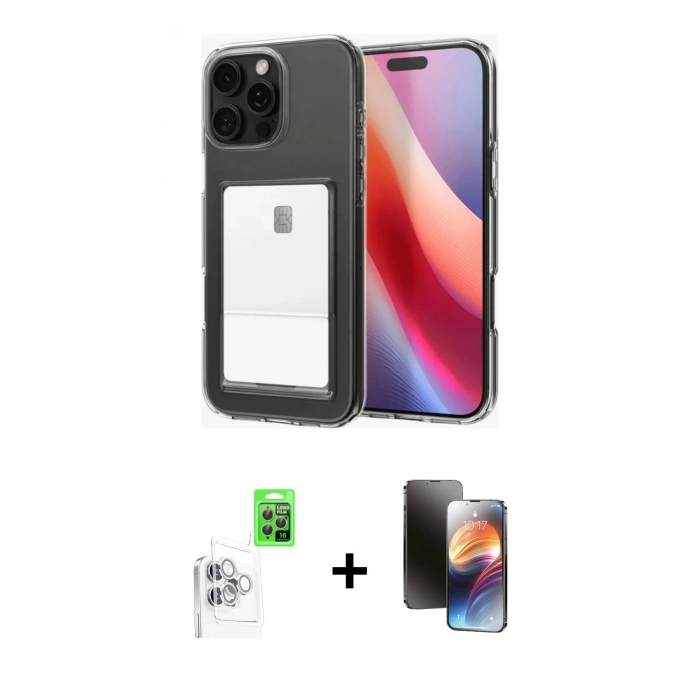 MARSİLYAN™- iPhone 16 Pro Kılıf Doruk Klasik Koleksiyonu - Siyah 3D Antistatik Mat Seramik Nano Ekran Koruyucu + Raze Metal Kamera Lens - BZ