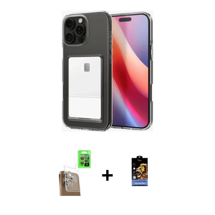 MARSİLYAN™- iPhone 16 Pro Kılıf Doruk Klasik Koleksiyonu - Siyah Buffer Hayalet Cam Ekran Koruyucu + Raze Metal Kamera Lens - CLTM