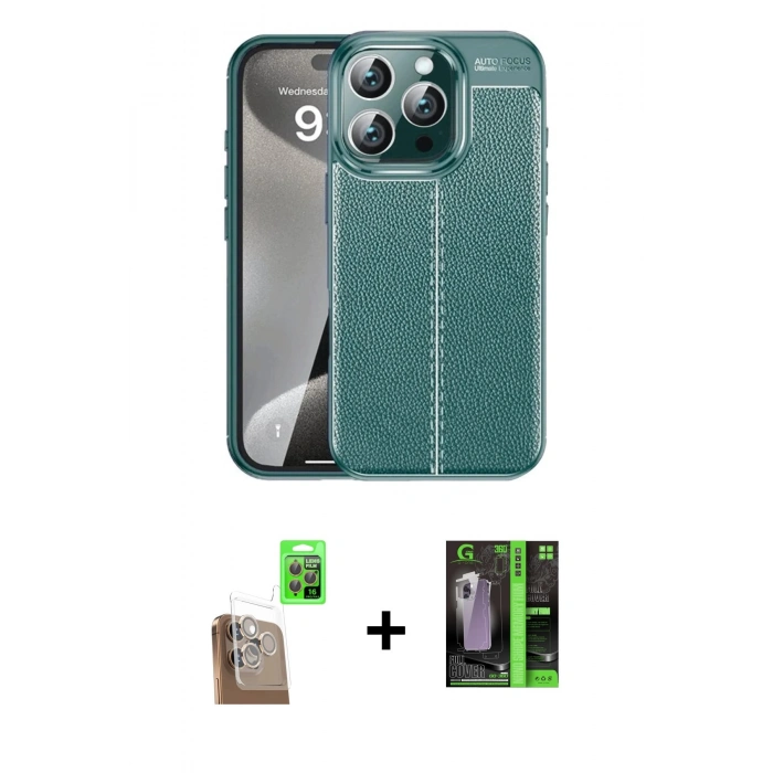 MARSİLYAN™- iPhone 16 Pro Kılıf Doruk Klasik Özel Seri - Şeffaf 360 Full Body Arka Koruyucu + Raze Metal Kamera Lens - CLTM