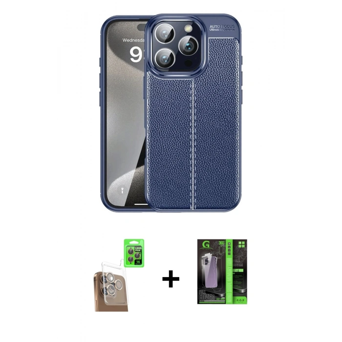 MARSİLYAN™- iPhone 16 Pro Kılıf Doruk Klasik Özel Seri - Şeffaf 360 Full Body Arka Koruyucu + Raze Metal Kamera Lens - CLTM