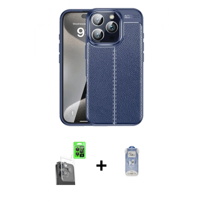 MARSİLYAN™- iPhone 16 Pro Kılıf Doruk Klasik Özel Seri - Siyah Joko Magic 5D Cam + Raze Metal Kamera Lens - SH
