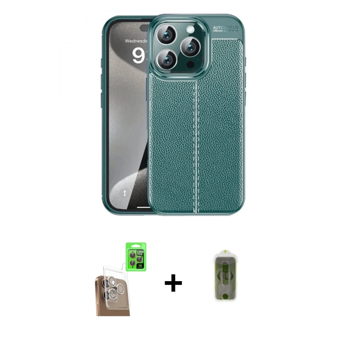 MARSİLYAN™- iPhone 16 Pro Kılıf Doruk Klasik Özel Seri - Siyah Joko Magic 5D Hayalet Cam + Çöl Titanyum Raze Metal Kamera Lens