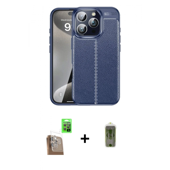 MARSİLYAN™- iPhone 16 Pro Kılıf Doruk Klasik Özel Seri - Siyah Joko Magic 5D Hayalet Cam + Çöl Titanyum Raze Metal Kamera Lens