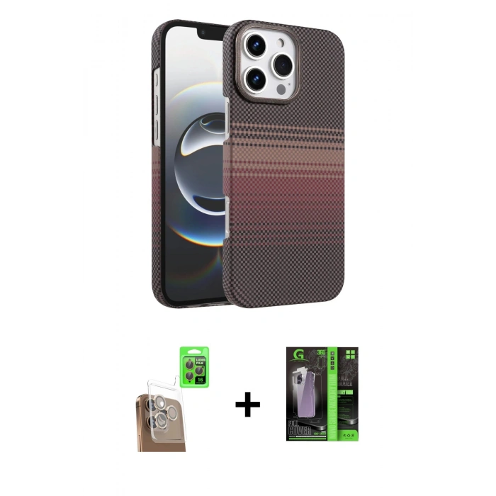 MARSİLYAN™- iPhone 16 Pro Kılıf Doruk Serisi - Şeffaf 360 Full Body Arka Koruyucu + Raze Metal Kamera Lens - CLTM