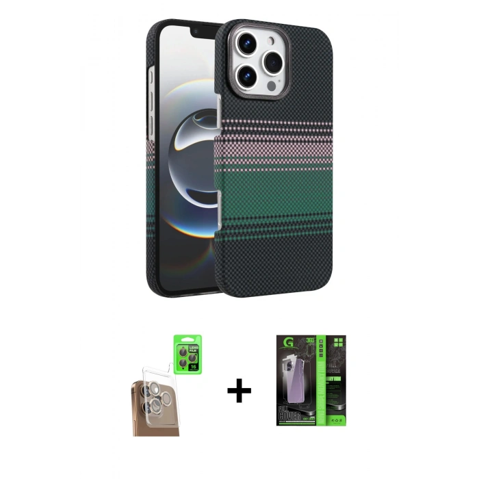 MARSİLYAN™- iPhone 16 Pro Kılıf Doruk Serisi - Şeffaf 360 Full Body Arka Koruyucu + Raze Metal Kamera Lens - CLTM