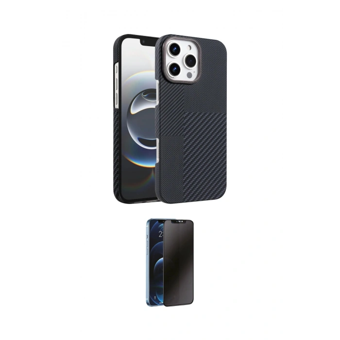 MARSİLYAN™- iPhone 16 Pro Kılıf Doruk Serisi - Siyah 3D Antistatik Hayalet Cam Ekran Koruyucu