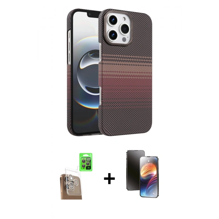 MARSİLYAN™- iPhone 16 Pro Kılıf Doruk Serisi - Siyah 3D Antistatik Mat Seramik Nano Ekran Koruyucu + Raze Metal Kamera Lens - CLTM