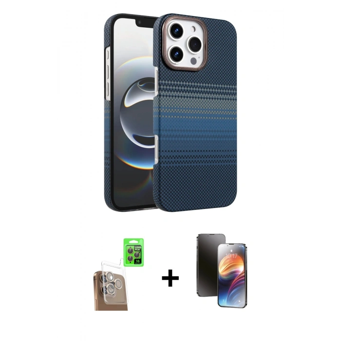 MARSİLYAN™- iPhone 16 Pro Kılıf Doruk Serisi - Siyah 3D Antistatik Mat Seramik Nano Ekran Koruyucu + Raze Metal Kamera Lens - CLTM