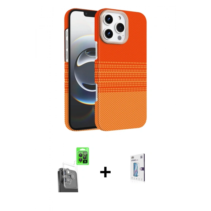 MARSİLYAN™- iPhone 16 Pro Kılıf Doruk Serisi - Siyah Bilvis 0.18mm Plus Cam Ekran Koruyucu + Raze Metal Kamera Lens - SH