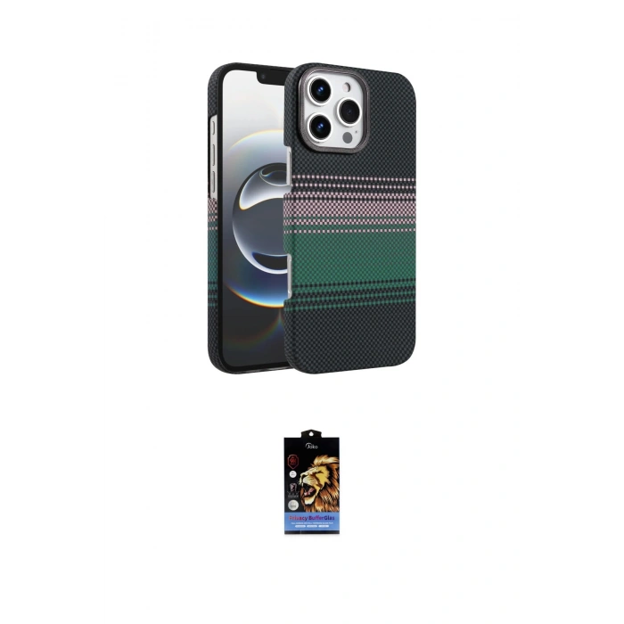MARSİLYAN™- iPhone 16 Pro Kılıf Doruk Serisi - Siyah Buffer Hayalet Cam Ekran Koruyucu