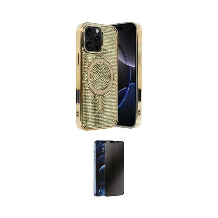 MARSİLYAN™- iPhone 16 Pro Kılıf Eksen Çizgi - Siyah 3D Antistatik Hayalet Cam Ekran Koruyucu