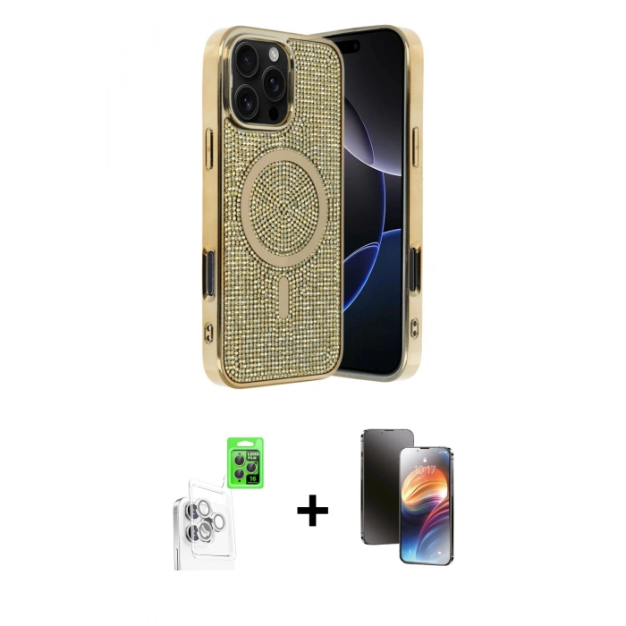 MARSİLYAN™- iPhone 16 Pro Kılıf Eksen Çizgi - Siyah 3D Antistatik Mat Seramik Nano Ekran Koruyucu + Raze Metal Kamera Lens - BZ