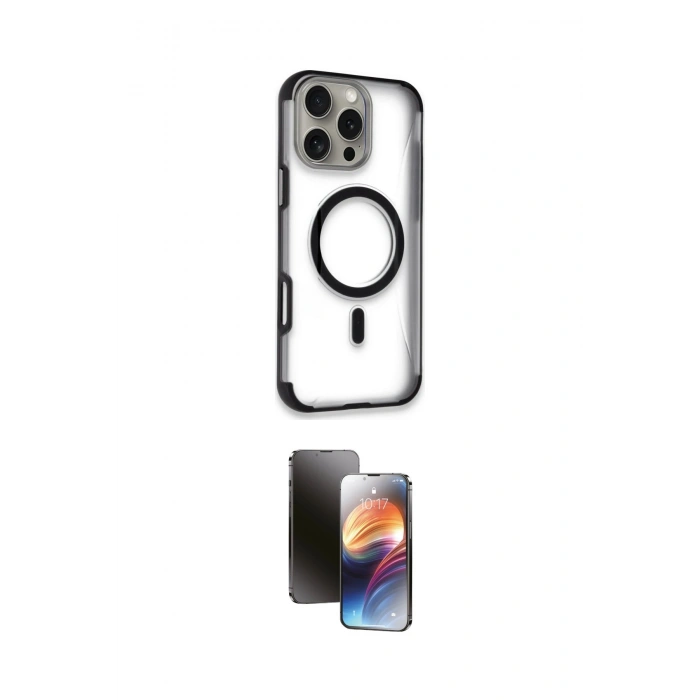 MARSİLYAN™- iPhone 16 Pro Kılıf Eksen Klasik Koleksiyonu - Siyah 3D Antistatik Mat Seramik Nano Ekran Koruyucu