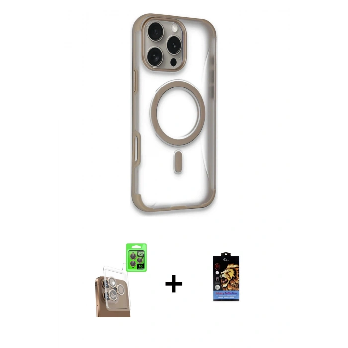 MARSİLYAN™- iPhone 16 Pro Kılıf Eksen Klasik Koleksiyonu - Siyah Buffer Hayalet Cam Ekran Koruyucu + Raze Metal Kamera Lens - CLTM