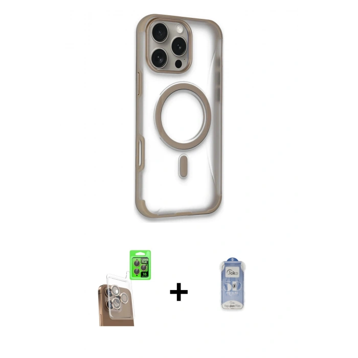 MARSİLYAN™- iPhone 16 Pro Kılıf Eksen Klasik Koleksiyonu - Siyah Joko Magic 5D Cam + Raze Metal Kamera Lens - CLTM