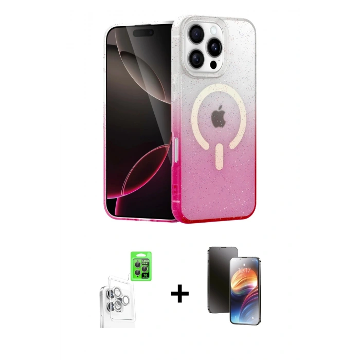 MARSİLYAN™- iPhone 16 Pro Kılıf Eksen Minimal Özel Seri - Siyah 3D Antistatik Mat Seramik Nano Ekran Koruyucu + Raze Metal Kamera Lens - BZ