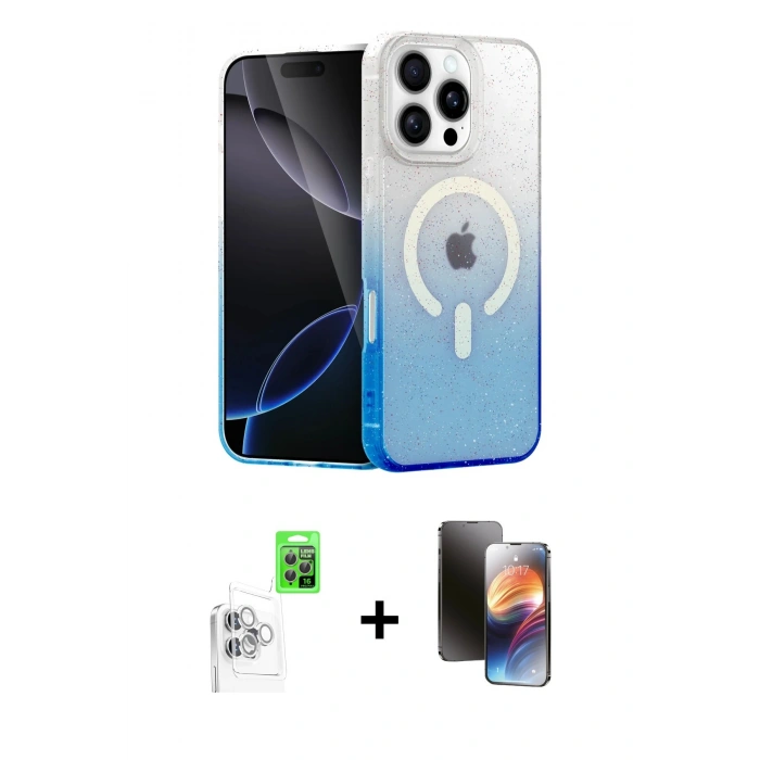 MARSİLYAN™- iPhone 16 Pro Kılıf Eksen Minimal Özel Seri - Siyah 3D Antistatik Mat Seramik Nano Ekran Koruyucu + Raze Metal Kamera Lens - BZ