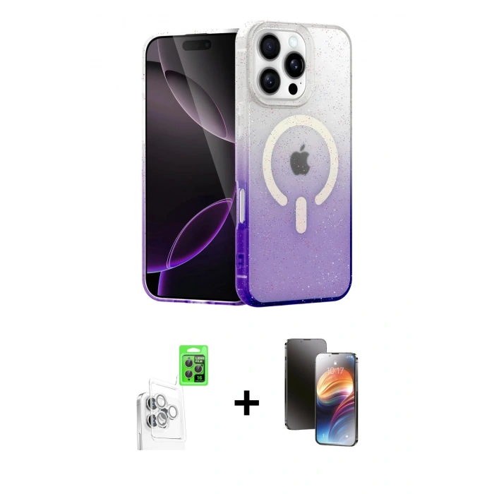 MARSİLYAN™- iPhone 16 Pro Kılıf Eksen Minimal Özel Seri - Siyah 3D Antistatik Mat Seramik Nano Ekran Koruyucu + Raze Metal Kamera Lens - BZ