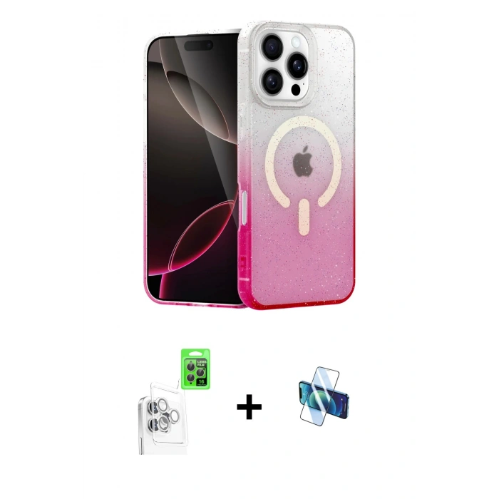 MARSİLYAN™- iPhone 16 Pro Kılıf Eksen Minimal Özel Seri - Siyah 3D Antistatik Seramik Nano Ekran Koruyucu + Raze Metal Kamera Lens - BZ