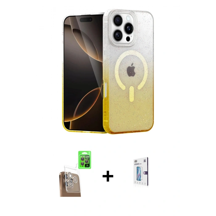 MARSİLYAN™- iPhone 16 Pro Kılıf Eksen Minimal Özel Seri - Siyah Bilvis 0.18mm Plus Cam Ekran Koruyucu + Raze Metal Kamera Lens - CLTM