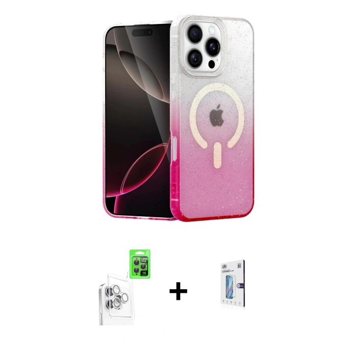 MARSİLYAN™- iPhone 16 Pro Kılıf Eksen Minimal Özel Seri - Siyah Bilvis 0.18mm Plus Cam Ekran Koruyucu + Raze Metal Kamera Lens - BZ