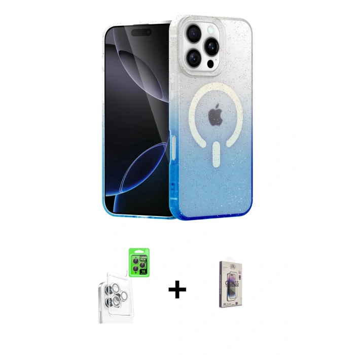 MARSİLYAN™- iPhone 16 Pro Kılıf Eksen Minimal Özel Seri - Siyah Bilvis 3D Cam Ekran Koruyucu + Raze Metal Kamera Lens - BZ