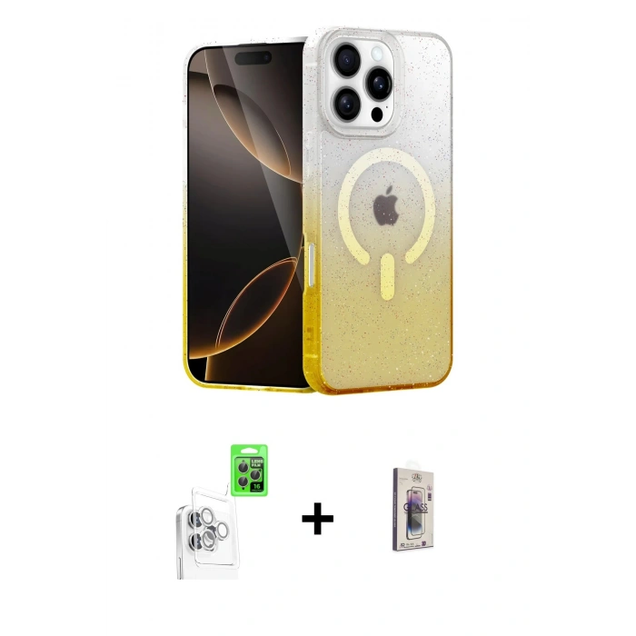 MARSİLYAN™- iPhone 16 Pro Kılıf Eksen Minimal Özel Seri - Siyah Bilvis 3D Cam Ekran Koruyucu + Raze Metal Kamera Lens - BZ
