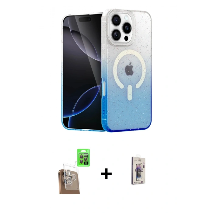 MARSİLYAN™- iPhone 16 Pro Kılıf Eksen Minimal Özel Seri - Siyah Bilvis 3D Cam Ekran Koruyucu + Raze Metal Kamera Lens - CLTM