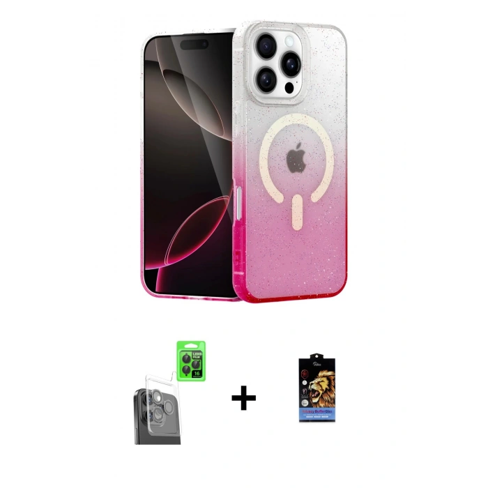MARSİLYAN™- iPhone 16 Pro Kılıf Eksen Minimal Özel Seri - Siyah Buffer Hayalet Cam Ekran Koruyucu + Raze Metal Kamera Lens - SH