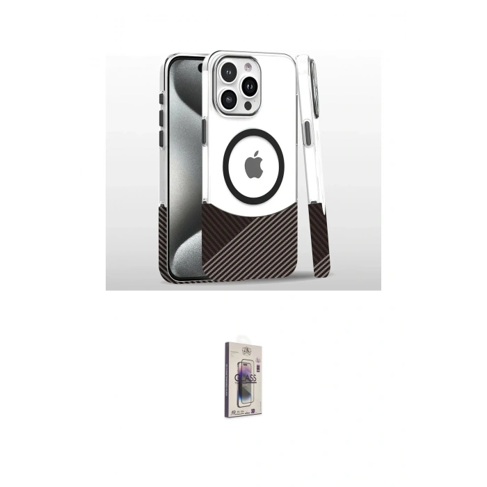 MARSİLYAN™- iPhone 16 Pro Kılıf İz Asil Prime - Siyah Bilvis 3D Cam Ekran Koruyucu
