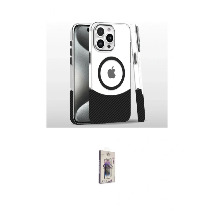 MARSİLYAN™- iPhone 16 Pro Kılıf İz Asil Prime - Siyah Bilvis 3D Cam Ekran Koruyucu