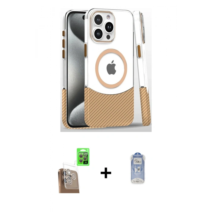 MARSİLYAN™- iPhone 16 Pro Kılıf İz Asil Prime - Siyah Joko Magic 5D Cam + Raze Metal Kamera Lens - CLTM