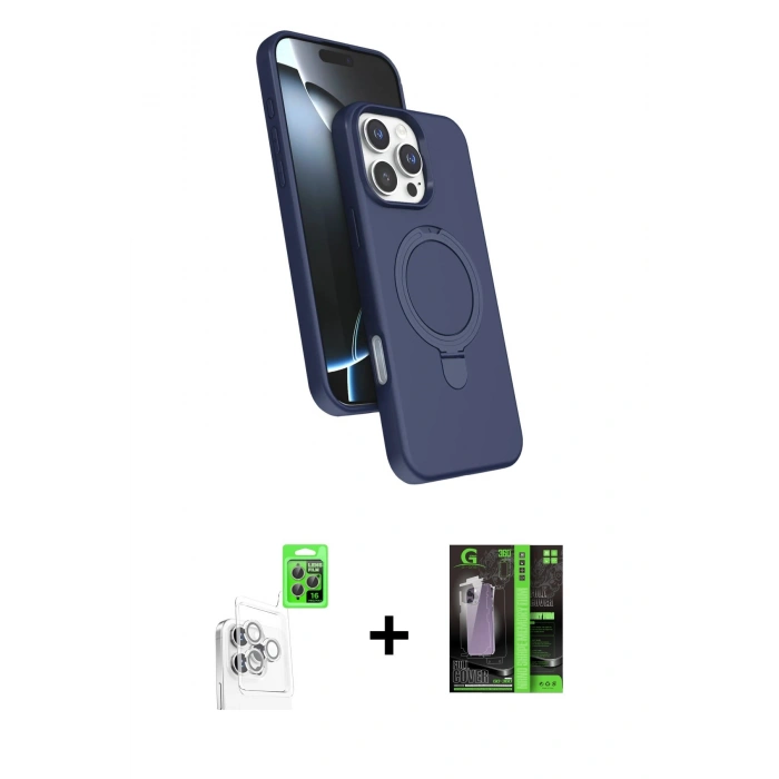 MARSİLYAN™- iPhone 16 Pro Kılıf İz Işık Koleksiyonu - Şeffaf 360 Full Body Arka Koruyucu + Raze Metal Kamera Lens - BZ
