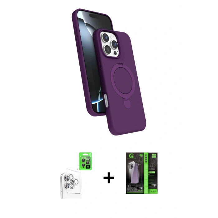 MARSİLYAN™- iPhone 16 Pro Kılıf İz Işık Koleksiyonu - Şeffaf 360 Full Body Arka Koruyucu + Raze Metal Kamera Lens - BZ