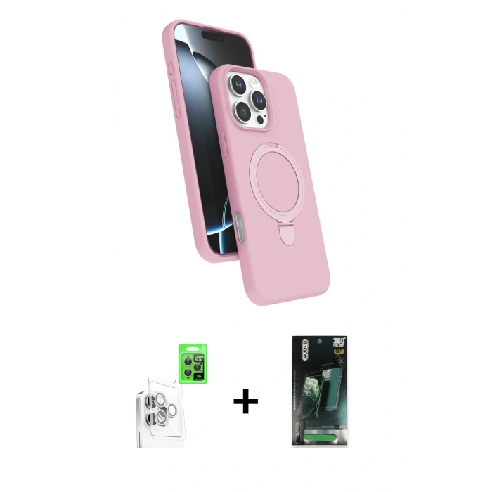 MARSİLYAN™- iPhone 16 Pro Kılıf İz Işık Koleksiyonu - Siyah 360 Mat Full Body Arka Koruyucu + Raze Metal Kamera Lens - BZ