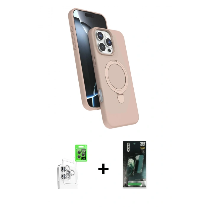 MARSİLYAN™- iPhone 16 Pro Kılıf İz Işık Koleksiyonu - Siyah 360 Mat Full Body Arka Koruyucu + Raze Metal Kamera Lens - BZ