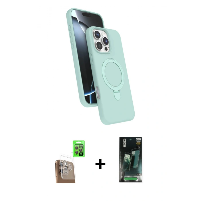 MARSİLYAN™- iPhone 16 Pro Kılıf İz Işık Koleksiyonu - Siyah 360 Mat Full Body Arka Koruyucu + Raze Metal Kamera Lens - CLTM