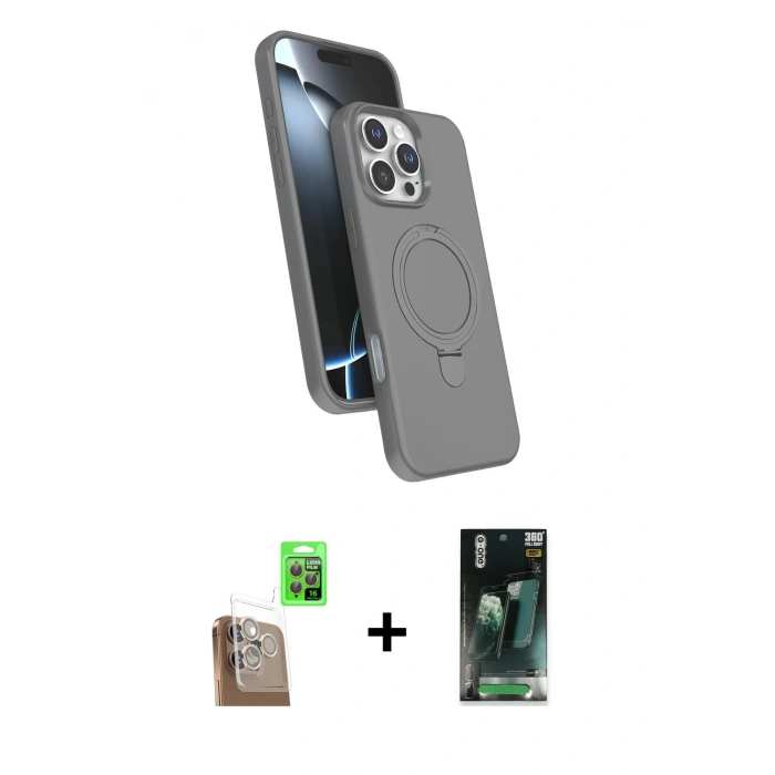 MARSİLYAN™- iPhone 16 Pro Kılıf İz Işık Koleksiyonu - Siyah 360 Mat Full Body Arka Koruyucu + Raze Metal Kamera Lens - CLTM