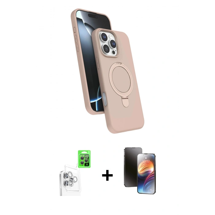MARSİLYAN™- iPhone 16 Pro Kılıf İz Işık Koleksiyonu - Siyah 3D Antistatik Mat Seramik Nano Ekran Koruyucu + Raze Metal Kamera Lens - BZ