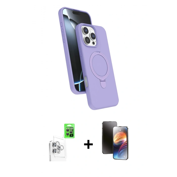 MARSİLYAN™- iPhone 16 Pro Kılıf İz Işık Koleksiyonu - Siyah 3D Antistatik Mat Seramik Nano Ekran Koruyucu + Raze Metal Kamera Lens - BZ