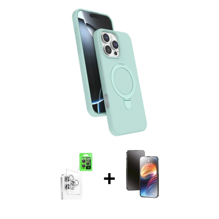 MARSİLYAN™- iPhone 16 Pro Kılıf İz Işık Koleksiyonu - Siyah 3D Antistatik Mat Seramik Nano Ekran Koruyucu + Raze Metal Kamera Lens - BZ