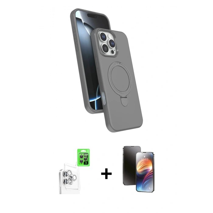 MARSİLYAN™- iPhone 16 Pro Kılıf İz Işık Koleksiyonu - Siyah 3D Antistatik Mat Seramik Nano Ekran Koruyucu + Raze Metal Kamera Lens - BZ