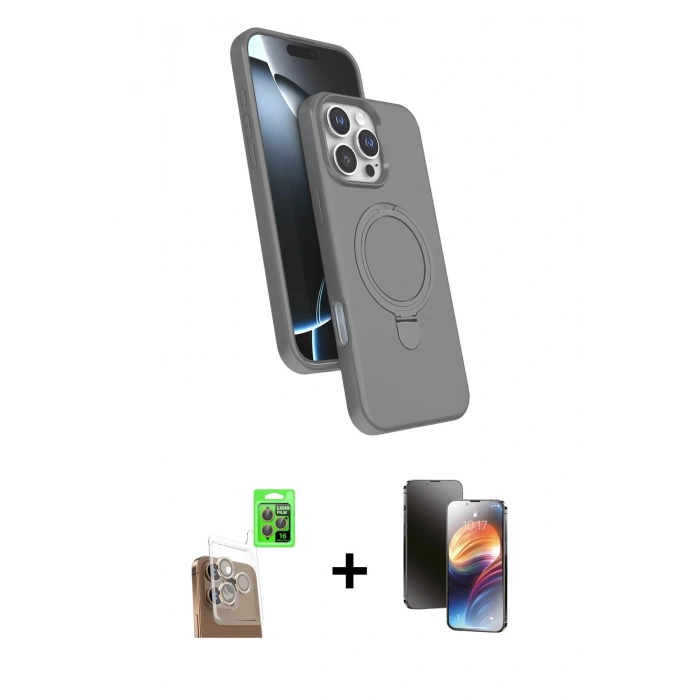 MARSİLYAN™- iPhone 16 Pro Kılıf İz Işık Koleksiyonu - Siyah 3D Antistatik Mat Seramik Nano Ekran Koruyucu + Raze Metal Kamera Lens - CLTM
