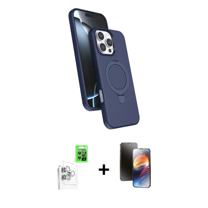 MARSİLYAN™- iPhone 16 Pro Kılıf İz Işık Koleksiyonu - Siyah 3D Antistatik Mat Seramik Nano Ekran Koruyucu + Raze Metal Kamera Lens - BZ