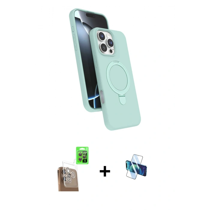 MARSİLYAN™- iPhone 16 Pro Kılıf İz Işık Koleksiyonu - Siyah 3D Antistatik Seramik Nano Ekran Koruyucu + Çöl Titanyum Raze Metal Kamera Lens